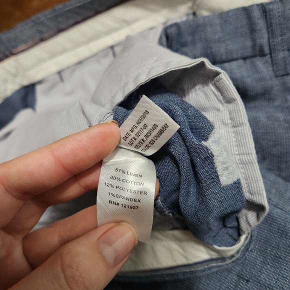 Johnnie O Shorts Mens 38 Blue Linen Cotton Blend Chino Golf Lightweight Gorpcore - Picture 11 of 11